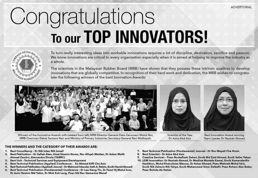 RubberConsultan's tweet photo. Congratulations to Top Innovators at @lgm_mrb 🎉 https://t.co/UJCnfnEjoC