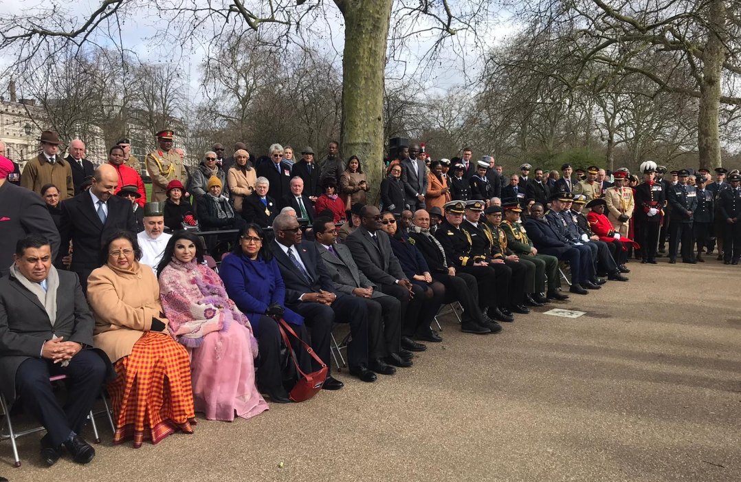 HCI_London's tweet photo. At Commemoration Ceremony on #CommomwealthDay #memorialhall @constitutionalhall. This year's Ceremony marks 75 years since VJ day.@RuchiGhanashyam https://t.co/Fn5pJ7GUtO