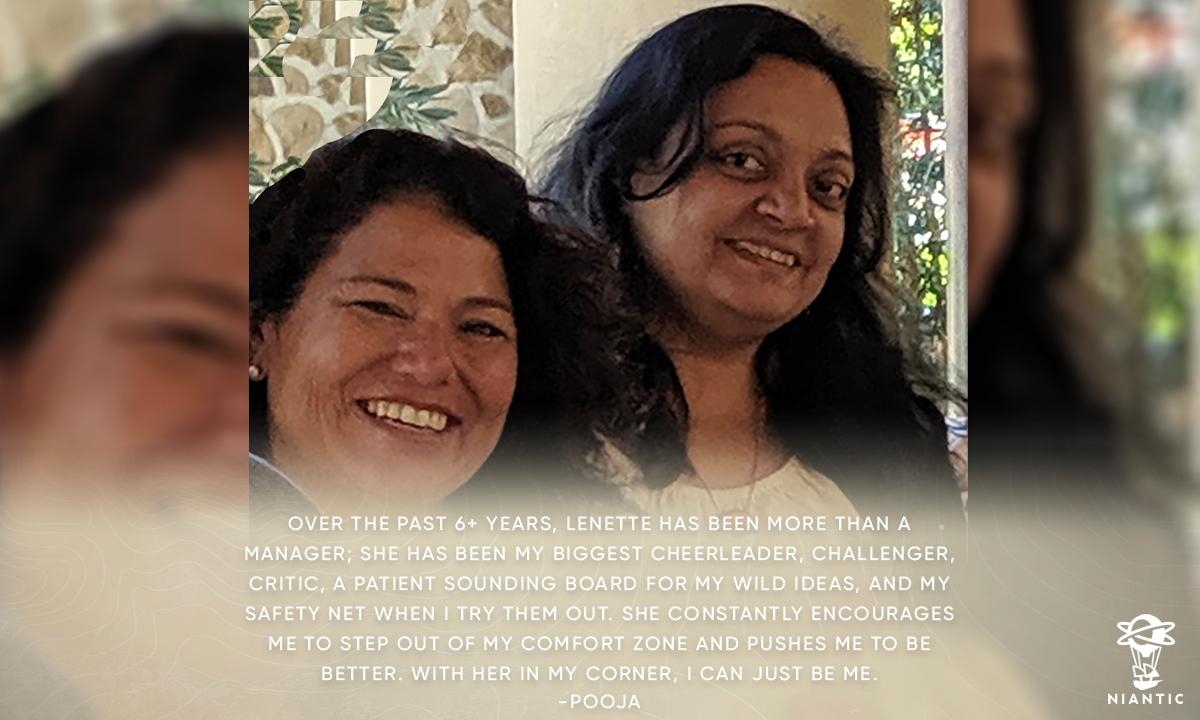 NianticSpatial's tweet photo. We're continuing our #WomensHistoryMonth spotlight with this awesome longstanding work dynamic 🙌 https://t.co/LgHvTrlCFZ