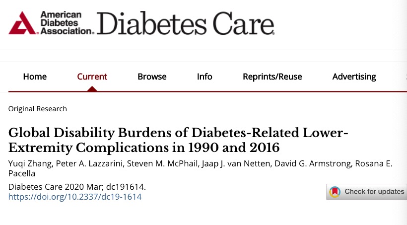 Study: Diabetic Foot Complications now constitute a top ten WHO global disability burden. This is hitting folks in the prime of their lives but is increasing in every age group.  <a href="/QUT/">QUT</a> <a href="/USC/">USC</a> <a href="/USC_vascular/">USC Vascular Surgery</a> @keckmedusc <a href="/apma/">APMA</a> #DiabeticFoot #ActAgainstAmputation bitly.com/2TsasDm