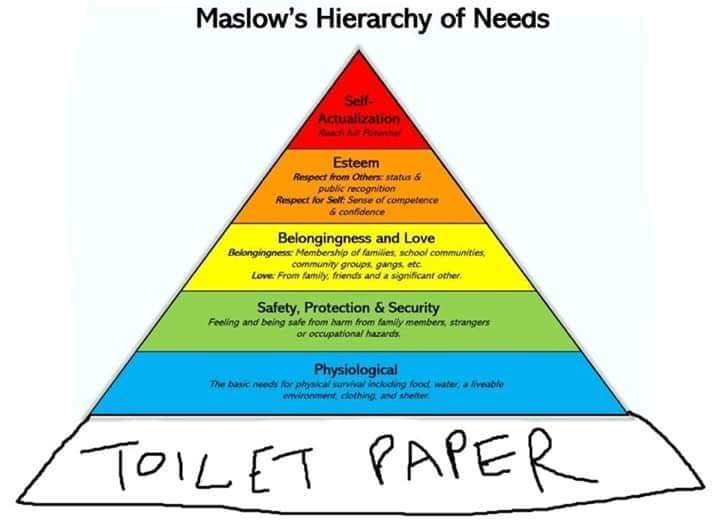 CDML's tweet photo. Maslow's Heirarchy of Needs. #toiletpaperwars https://t.co/eduGRPcix9