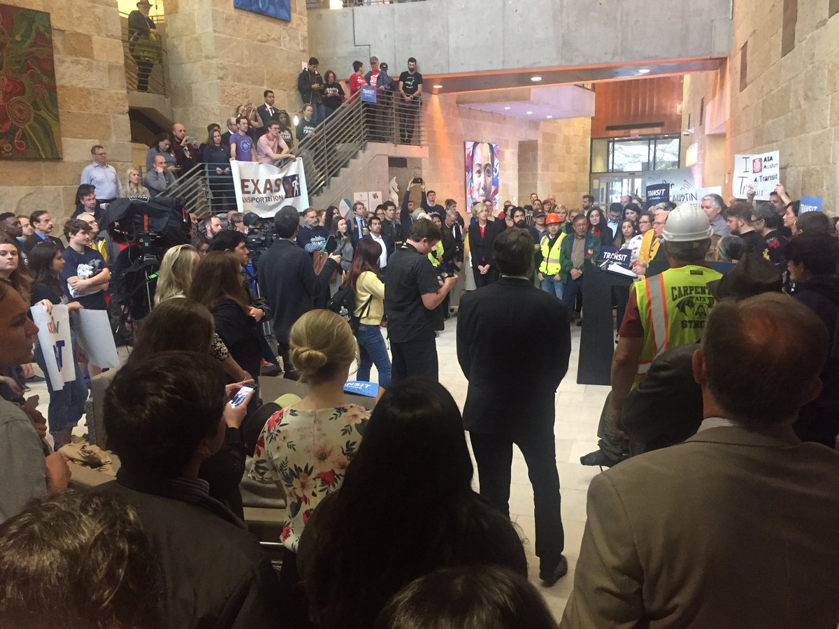 Bay_Scoggin's tweet photo. City hall is packed full of advocates, students, enviros, and interested Austinites in support of generational change in how we get around our great city. Let’s be clear: we must get this done, we will get this done, and we will all be better off because of it.
#atxtransit https://t.co/N7UPVoK2gv