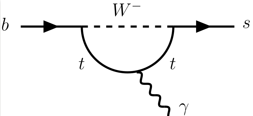 Some decays cannot happen this way, like the first discovered penguin decay, b→sγ: a b quark goes to a s quark and a photon. You need a W boson, but also a top quark.