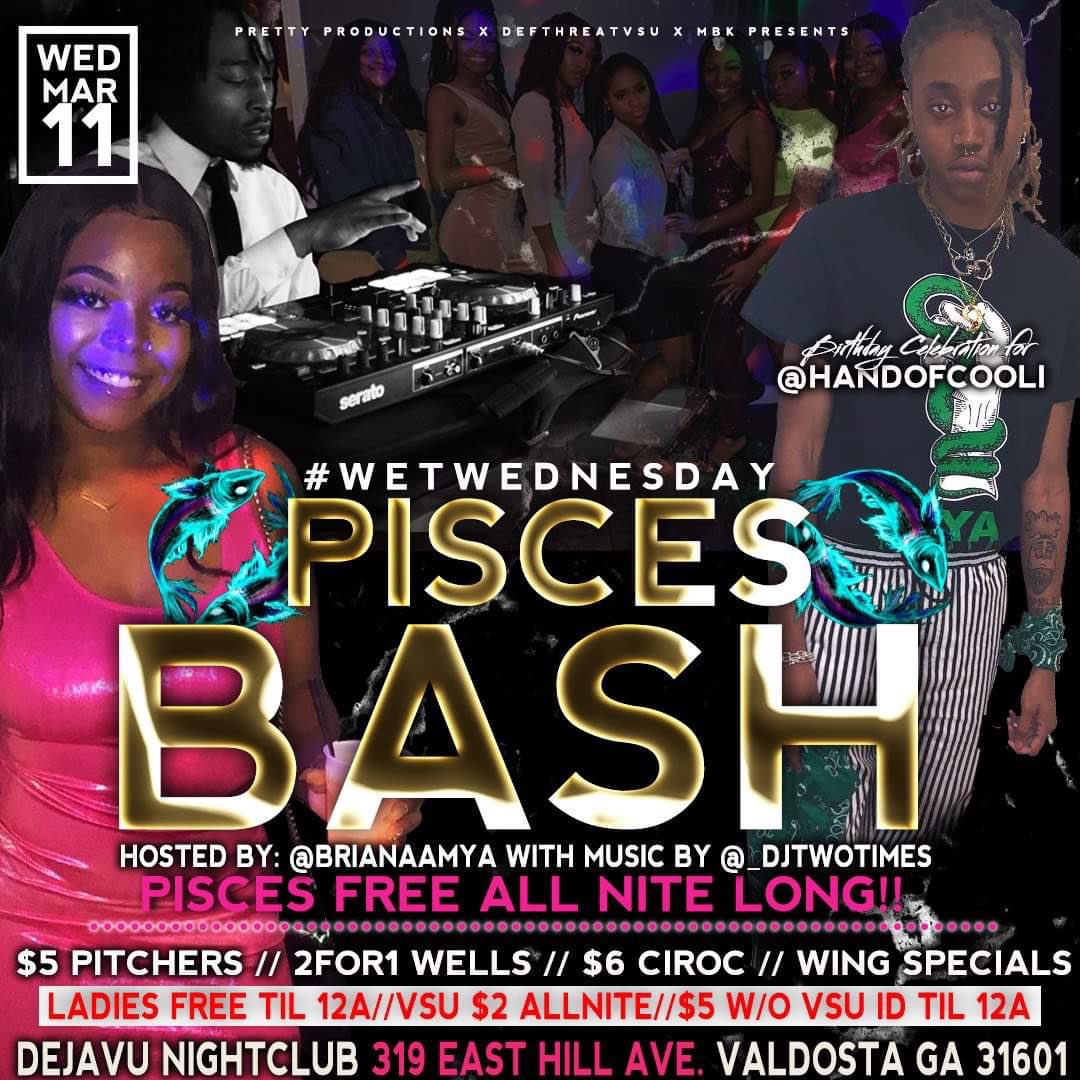PrettyProd's tweet photo. 2 days and counting until the BIGGEST PISCES BASH โ๏ธ๐โผ๏ธ
LADIES FREE TILL 12
VSU $2 ALL NITE โ
DRINK SPECIALS GOING CRAZY ๐
#PiscesBash
Hosted by : @PrettyProd @DefThreatVSU_ @MBK_PROMO
HAPPY BIRTHDAY @handofcooli ๐จ https://t.co/3Wsn7r6Stp
