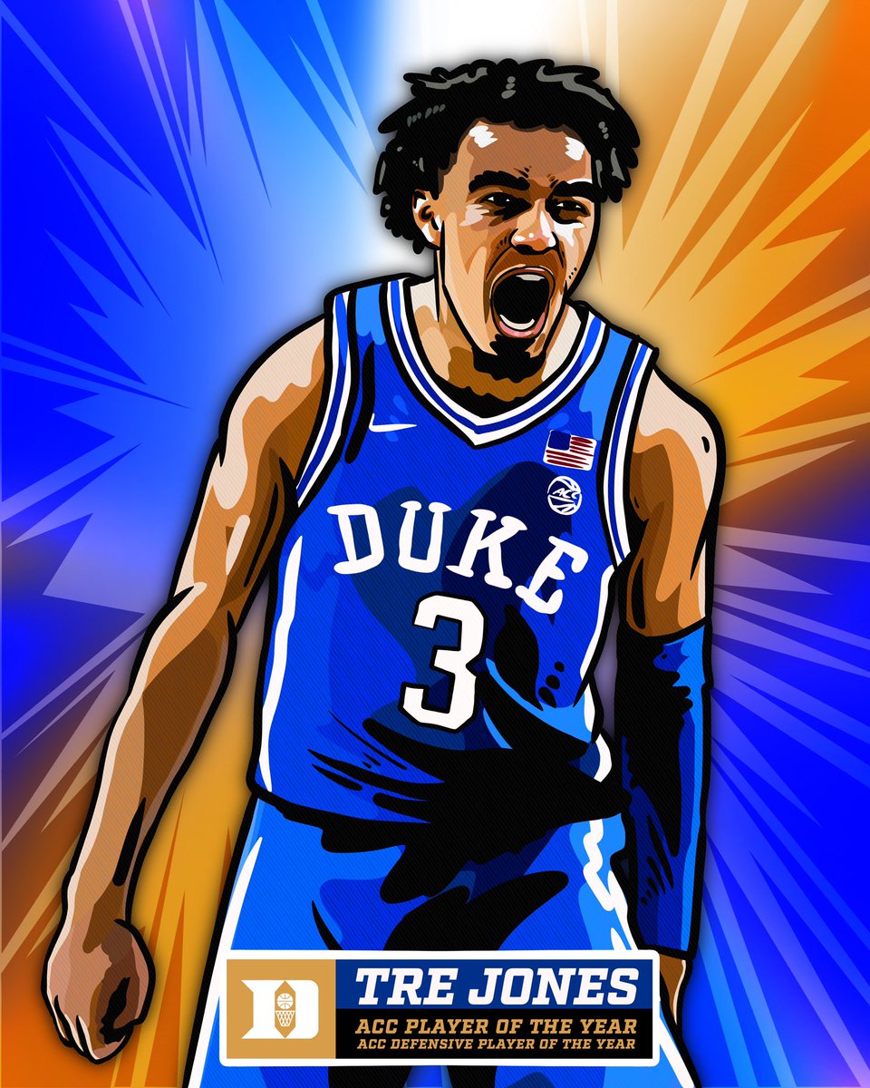 DukeMBB's tweet photo. Our ACC-record 1️⃣8️⃣th POY and 3rd in a row!!! 

Congrats @Tre3Jones‼️‼️‼️ 

#TreStones 🔒🔒🔵😈 https://t.co/9C3ifc90Ao