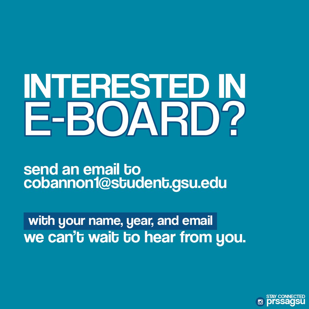 gsu_prssa's tweet photo. Are you interested in a leadership position that will push your career forward? Apply for the executive board of the PRSSA! Contact the email below with your information to be considered. We can’t wait to hear from you! https://t.co/BliKXYV9V5