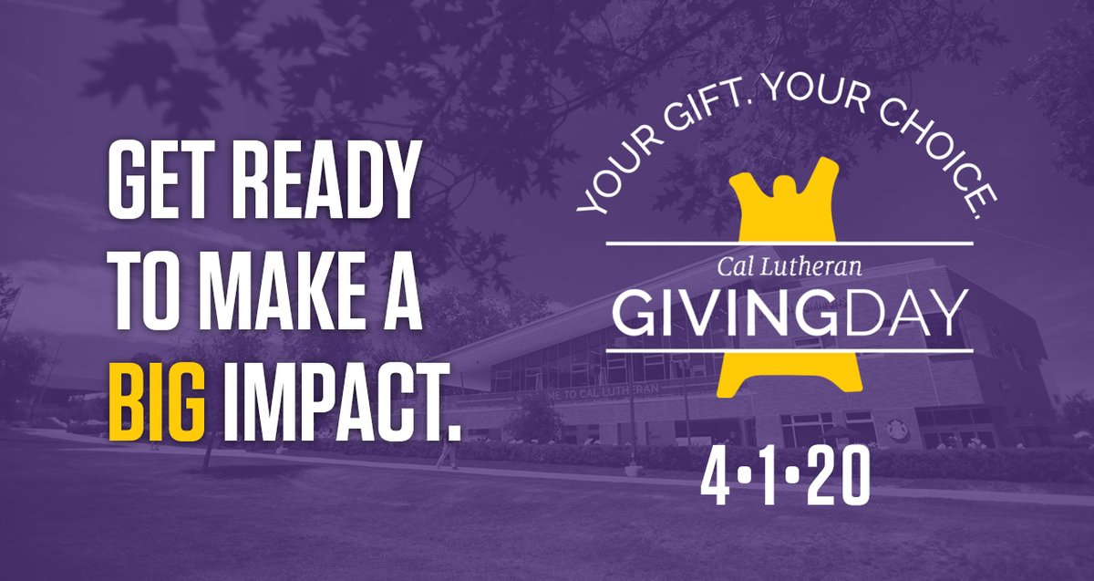 This year’s #CalLuGivingDay is April 1 – mark your calendars! We will be helping to raise funds for the Center for Cultural Engagement and Inclusion. I hope you’ll join us in making this the biggest Giving Day in Cal Lutheran history! #CalLuGivingDay #CLUStudentLife #CalLutheran