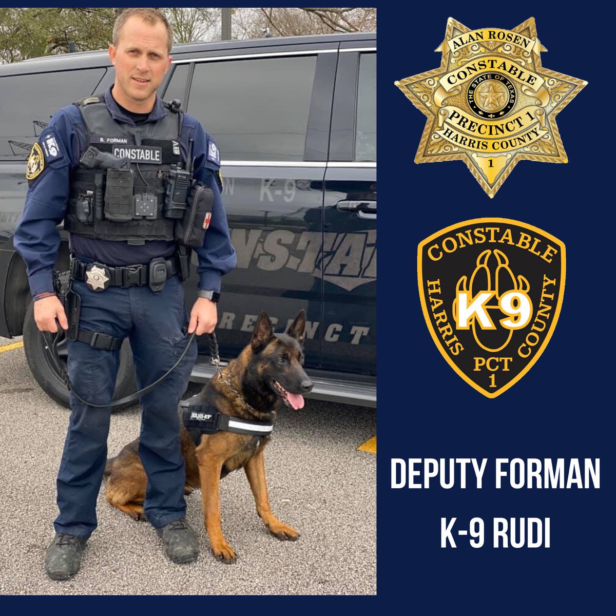 Pct1Constable's tweet image. We're so excited for the #RODEOHOUSTON @K9s4COPs #HardDogFastDog competition tonight! We have 2 #PCT1K9Unit K-9s competing. Deputy Forman &amp;amp; #K9Rudi and Deputy Hernandez &amp;amp; #K9Boni #MotivationMonday #MondayMotivation #k9s4cops #PoliceDogs #K9Unit
