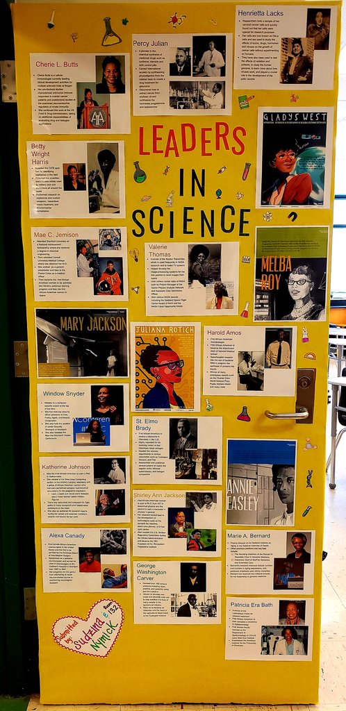 SudzinaScience's tweet photo. My student teacher, Christy Nymick, and I won 3rd place for our Black History Month door! Super proud! #ECHHS #BlackHistoryMonth2020 https://t.co/2Q6c11380B