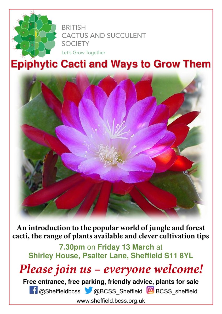 Hugely looking forward to our <a href="/CactusSucculent/">British Cactus and Succulent Society</a> meeting on Epiphytic Cacti this Friday. We'll learn about some cool ways to grow these fascinating and popular plants. Hope you can join us 
#Cactus #succulents