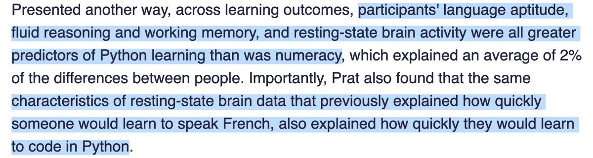 Facilidade para comunicação verbal é mais relevante para prever sua capacidade de aprender a programar do que aptidão matemática.

Então professores, vamos parar de usar matemática na maioria dos exemplos e exercícios de programação?

via <a href="/0xDEADBEEFCAFE/">Ricardo B�nffy -</a> 

phys.org/news/2020-03-m…