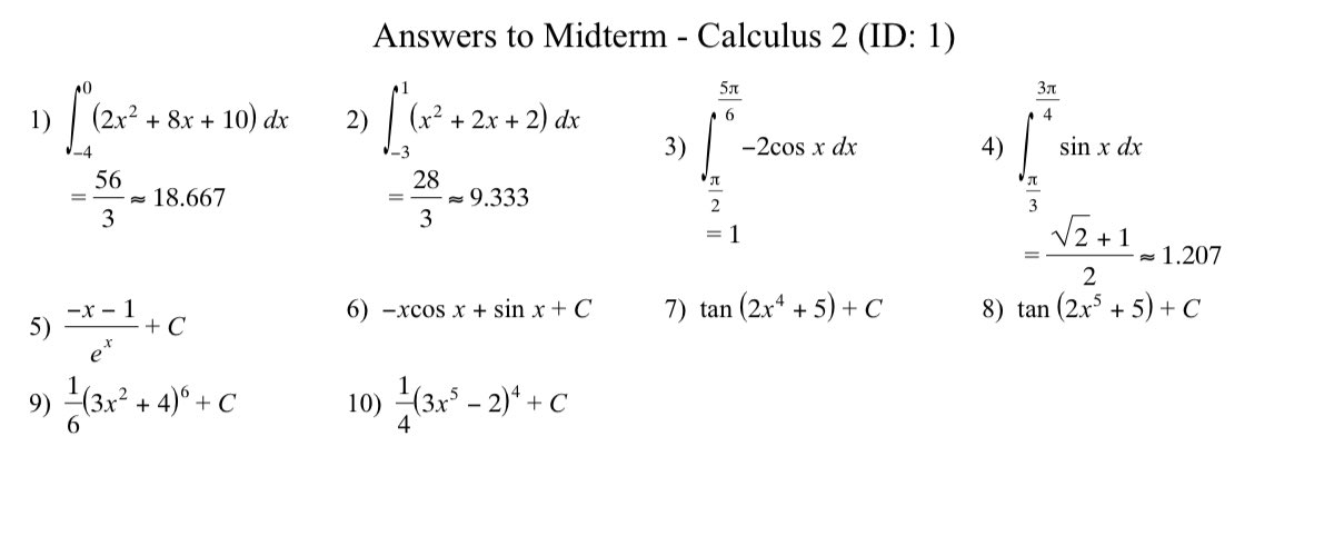 KhanCalculus's tweet photo. Midterm practice answers #JeremyVine https://t.co/qjy7n0gkU1