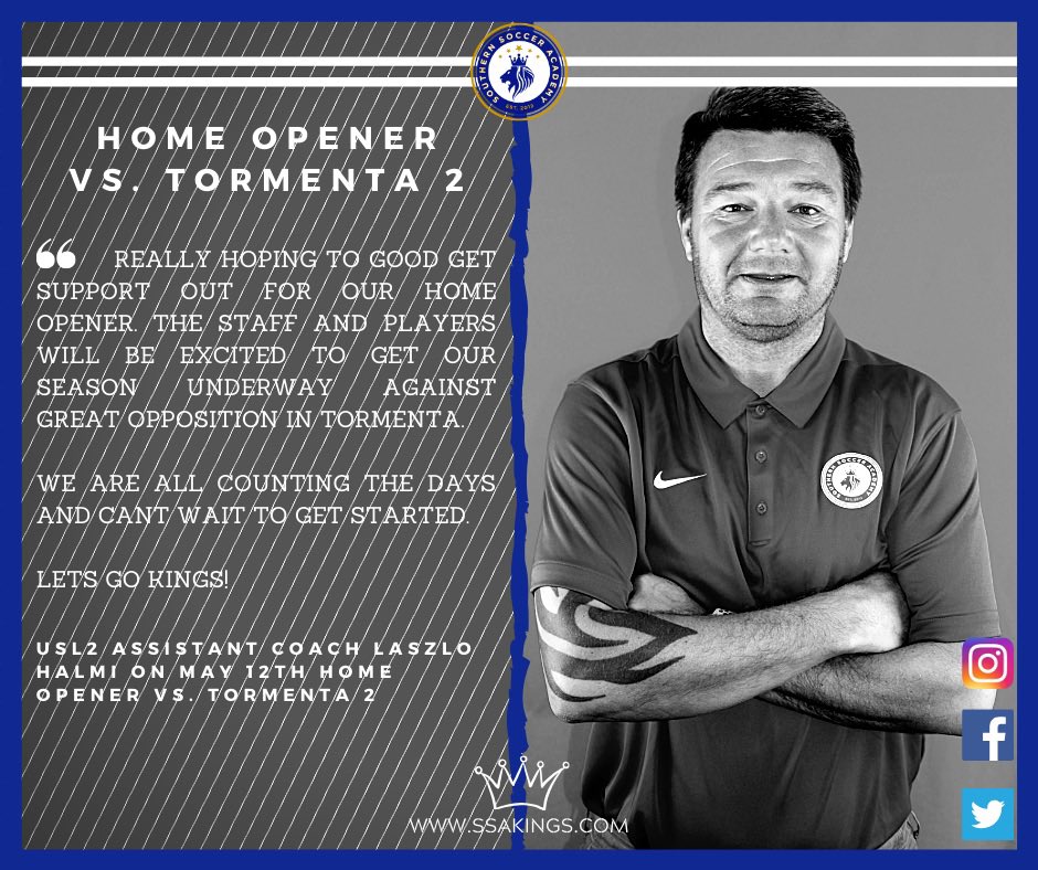 SSAKings's tweet photo. Mark your calendars Atlanta! Our @USLLeagueTwo Home Opener has been announced! We take on @TormentaFC_2. 
.
.
.
➡️ Swipe Right for our Head Coach’s thoughts 💭 💭💭💭💭 https://t.co/ZQOxQFsPyJ