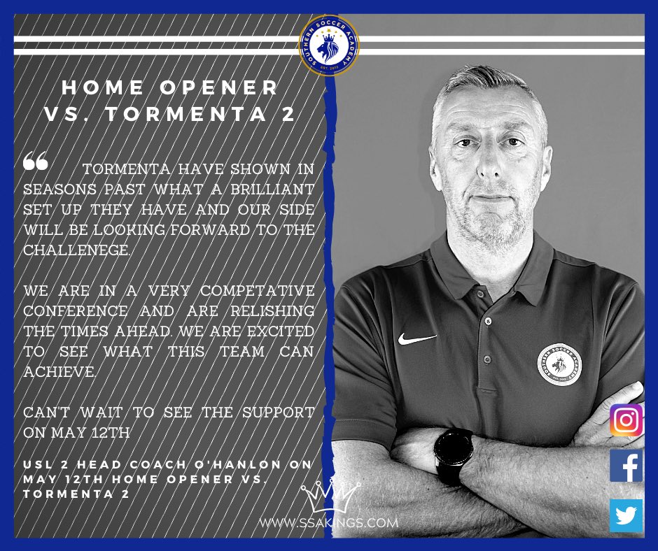 SSAKings's tweet photo. Mark your calendars Atlanta! Our @USLLeagueTwo Home Opener has been announced! We take on @TormentaFC_2. 
.
.
.
➡️ Swipe Right for our Head Coach’s thoughts 💭 💭💭💭💭 https://t.co/ZQOxQFsPyJ