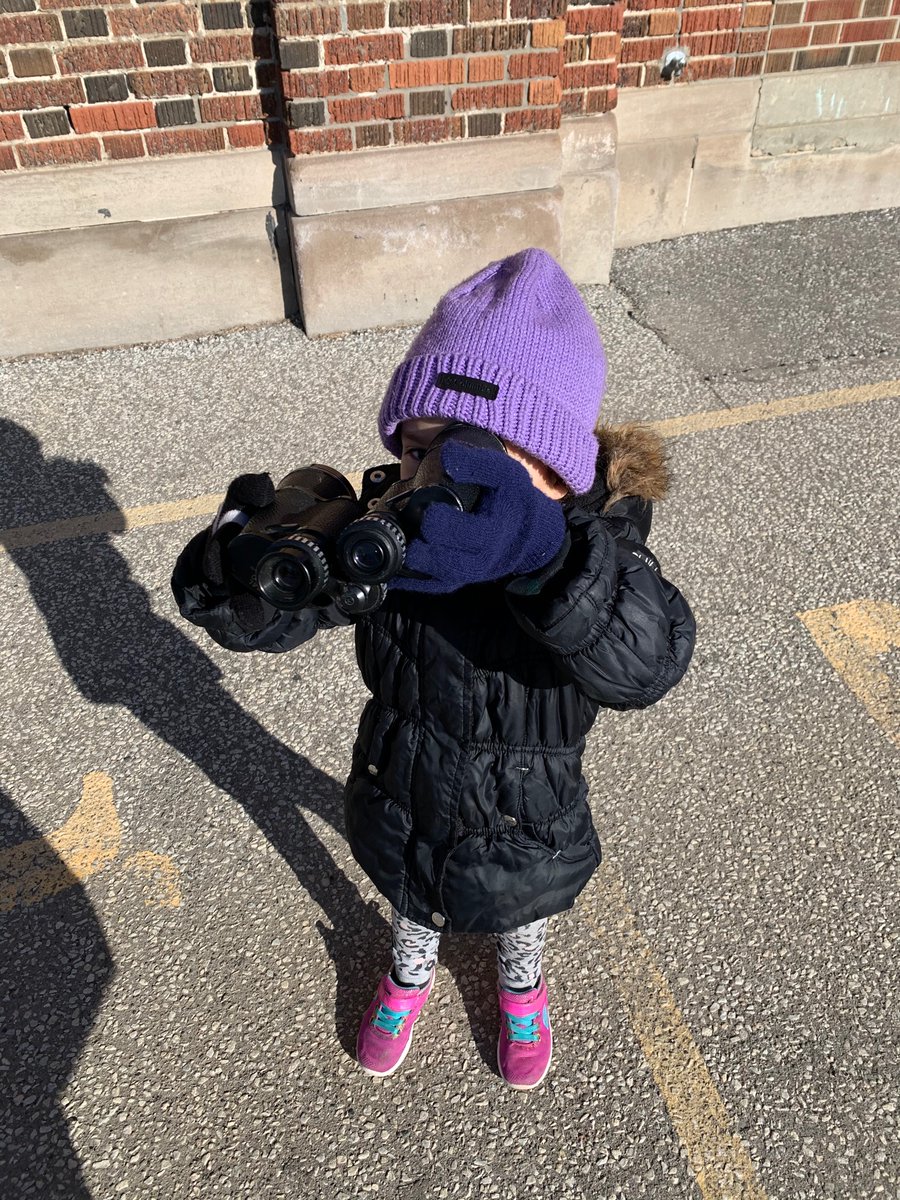 Being innovative with binoculars! This JK was independently investigating optics. “On this side I see everything big. When I look in the other side, things are small”🐜 By giving students tools to inquire about, <a href="/PicksPacers/">Pickersgill JK/SK</a> encourages learning and exploration!🌳 @EY_uwindsor