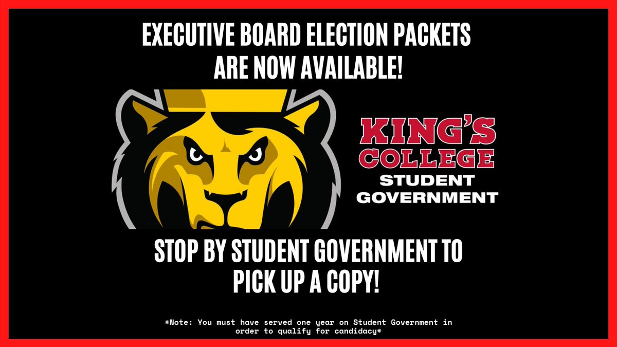 KingsCollegeSGA's tweet photo. Packets are Now Available! Check your email or stop by Student Government for more details! https://t.co/n3N9AG1WA0