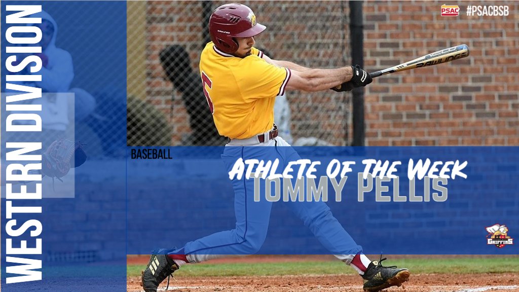 PSACsports's tweet photo. #PSACbsb West Athlete of the Week goes to @GriffinsSports' Tommy Pellis! Pellis hit .421 (8-19) for the Griffins during their final five games in Florida. He scored 6 runs while hitting 2 HR's and adding 7 RBI's. https://t.co/aN5yTbnu2T