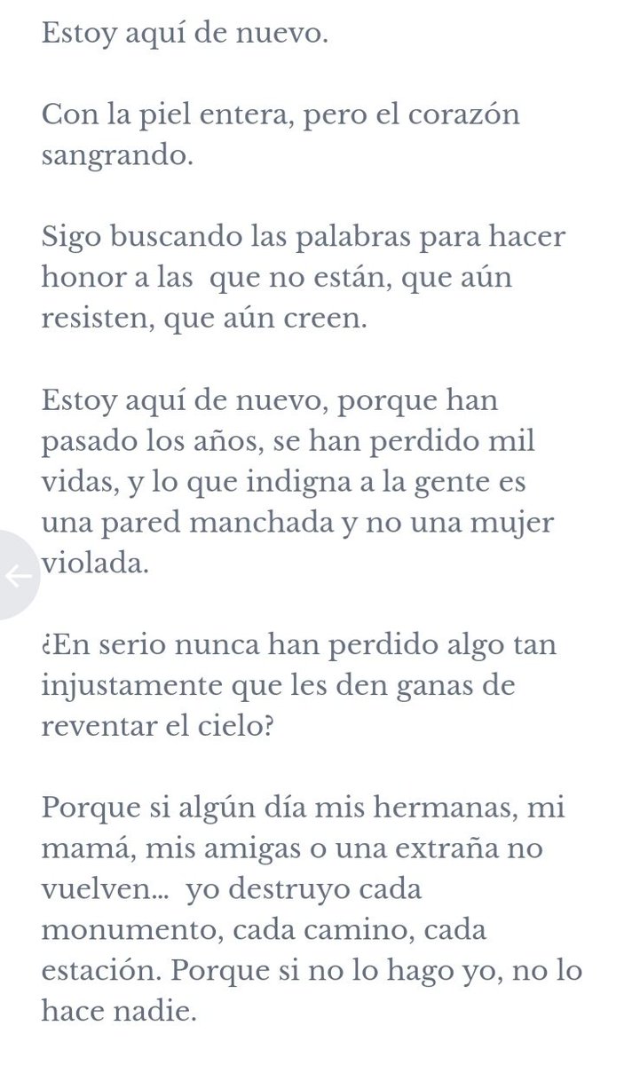 traslucidaa's tweet photo. Me enojé mucho ayer y me di cuenta que llevo toda una vida enojada. #NiUnaMenos 

https://t.co/tqX6vS0Diw https://t.co/d8dNZuVKDn