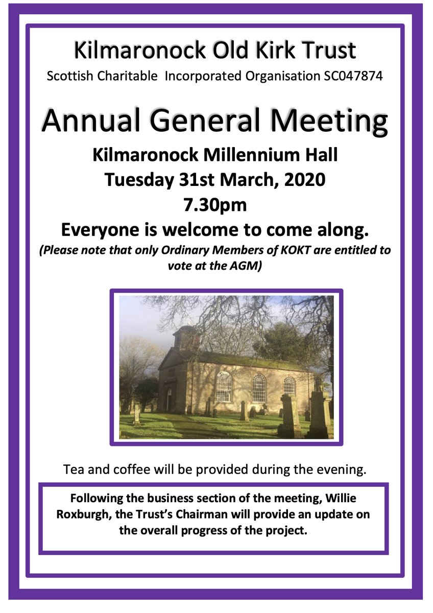 The Trust's AGM is on 31st March. 
 All Welcome.⬇️