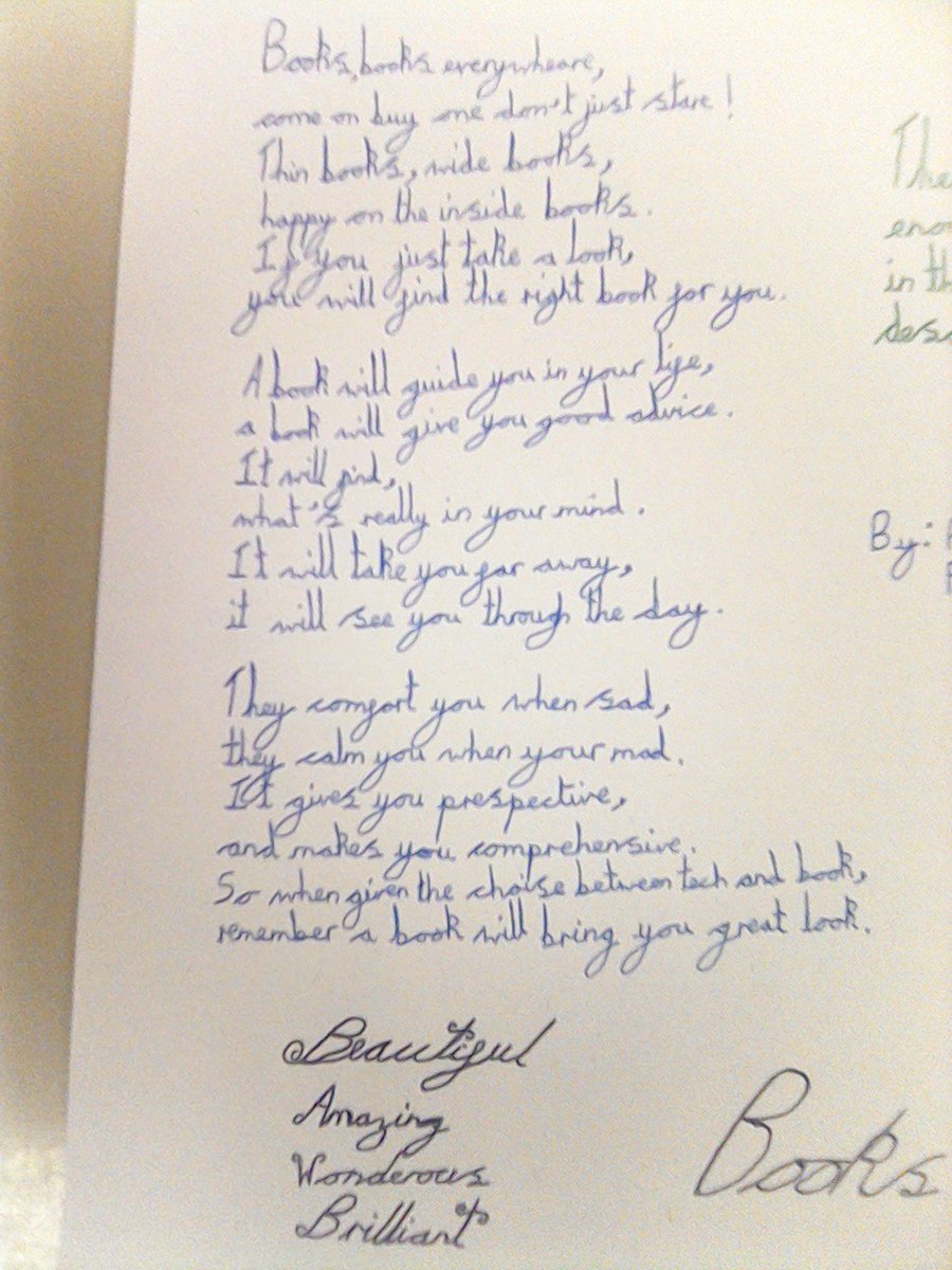 LordsgateCE's tweet photo. On Thursday, we celebrated World Book Day. Our day was summed up perfectly by this poem written by one of our very talented Year Six pupils! #lordsgatereading #WorldBookDay https://t.co/dNom14SL5n
