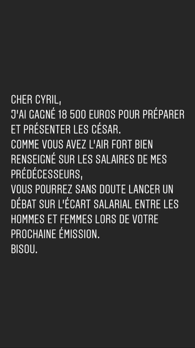 Un joli direct de Florence Foresti à la poubelle ambulante qu’est Cyril Hanouna 💪

Et en effet, à vouloir encore rabaisser les femmes on oublie de réaliser que même parmi les plus riches... l’égalité salariale c’est toujours pas ça !
