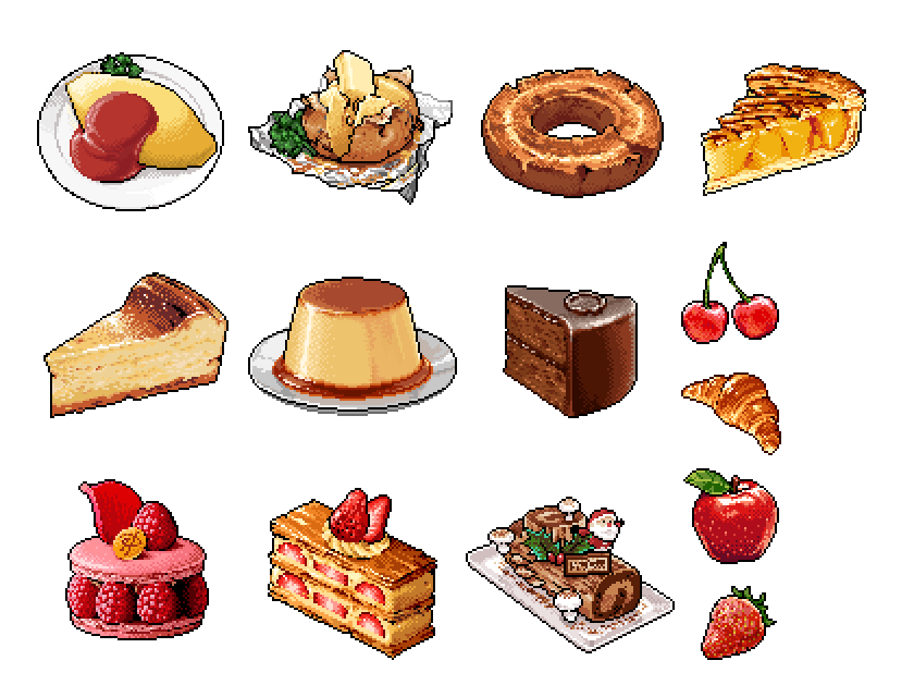 Dot Kitchen 食べ物系ドット絵まとめ ドット絵 Pixelart