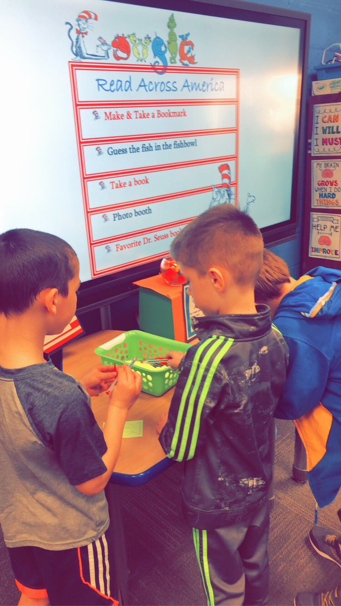 firstgradestars's tweet photo. Thank you so much to the  interventionists for setting up the media center with all these fun Seusstastic activities!!! https://t.co/wXUEV2JdmA