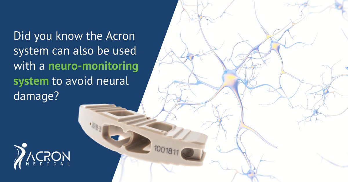 Did you know the Acron system can also be used with a neuro-monitoring system to avoid neural damage? Contact us today to discover more about the TLIF system. Acron-medical.com #Acron #neuraldamage #neuromonitoring