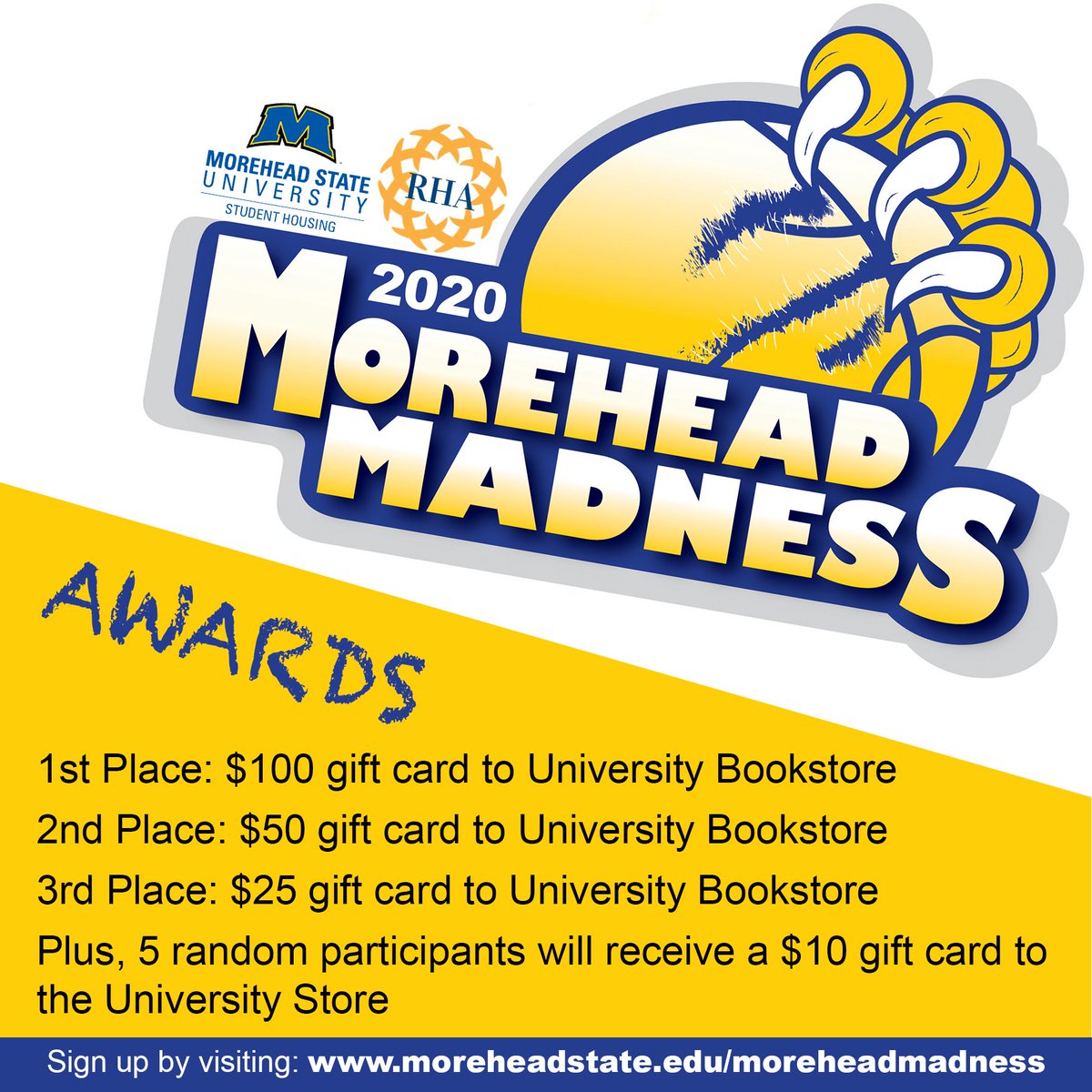 RHAMorehead's tweet photo. We are less than one week away from learning the full field of 68 teams for this year's March Madness! That means that your chance to be a part of #MoreheadMadness2020 is just days away. Visit https://t.co/oJDL2zthOW for full details on how you can join and win! https://t.co/KXiOLrlJqI