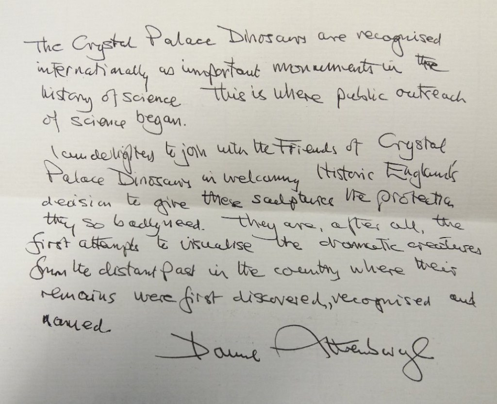 PARK DINOSAURS GET SUPPORT OF DAVID ATTENBOROUGH: “This is where public outreach on science began” newsfromcrystalpalace.wordpress.com/2020/03/09/par…
