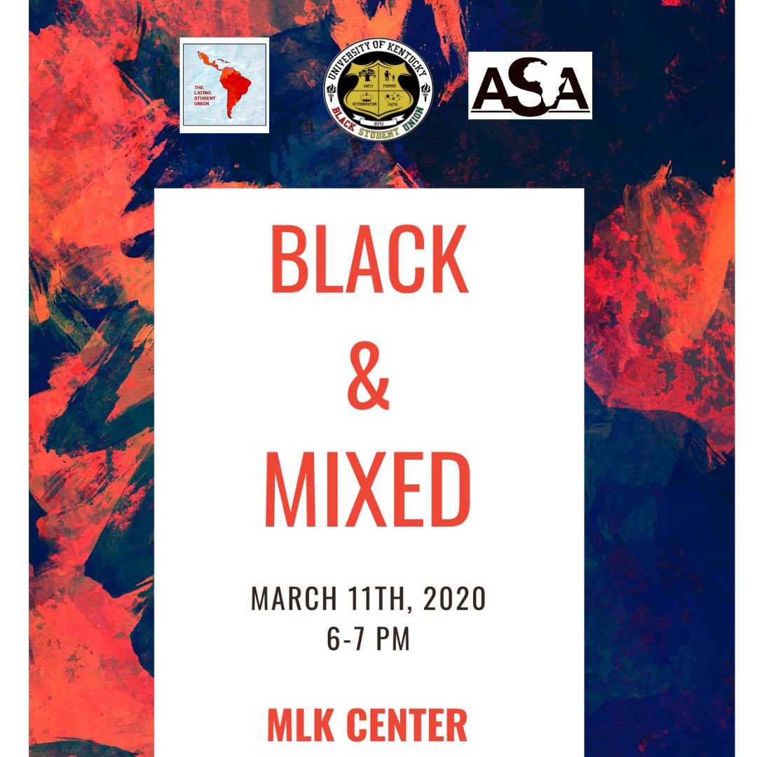 Join us Wednesday evening for Black and Mixed. created in collaboration with the Latino Student Union and African Student Association to make a space for black and brown students to interact with fun activities to create understanding, appreciation, and respect for one another!
