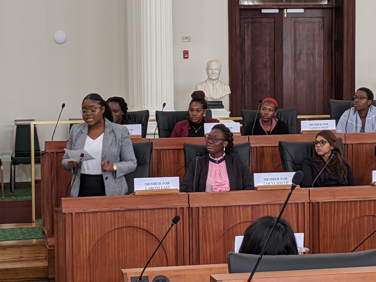 ParlAmericas's tweet photo. The debate continues! More than 55 young women from across Trinidad & Tobago are participating in a historic sitting in @ttparliament. #YWiLTT is an initiative for emerging women leaders organized by a ParlAmericas-CIWiL project that is supported by @GAC_Corporate #FIAP #IWD2020 https://t.co/mMJGdmW68i