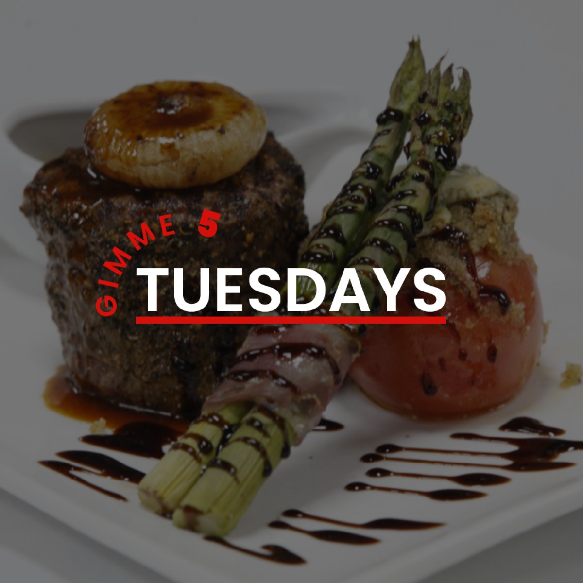Every Tuesday from 4:30 to 10 PM, we're serving $5/$10 appetizers, $17/$20 dinners, and $20 surf and turf! Enjoy a tasty Tuesday every week.
