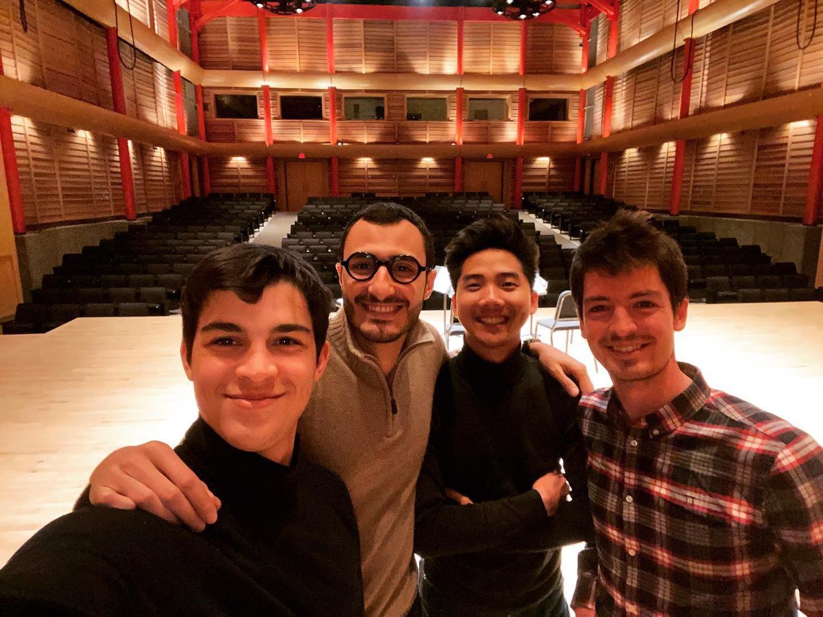 Quatuor_Arod's tweet photo. So glad to be back in Canada 🇨🇦!! After a first concert in Alabama 🇺🇸, let’s go for our two concerts in this gorgeous acoustic, here in Calgary !!
.
#arodquartet #quatuorarod #stringquartet #classicalmusic #canada #poutinecanada #calgarypromusica #caribou #snow #lifeontour https://t.co/KDy9JZBlbb
