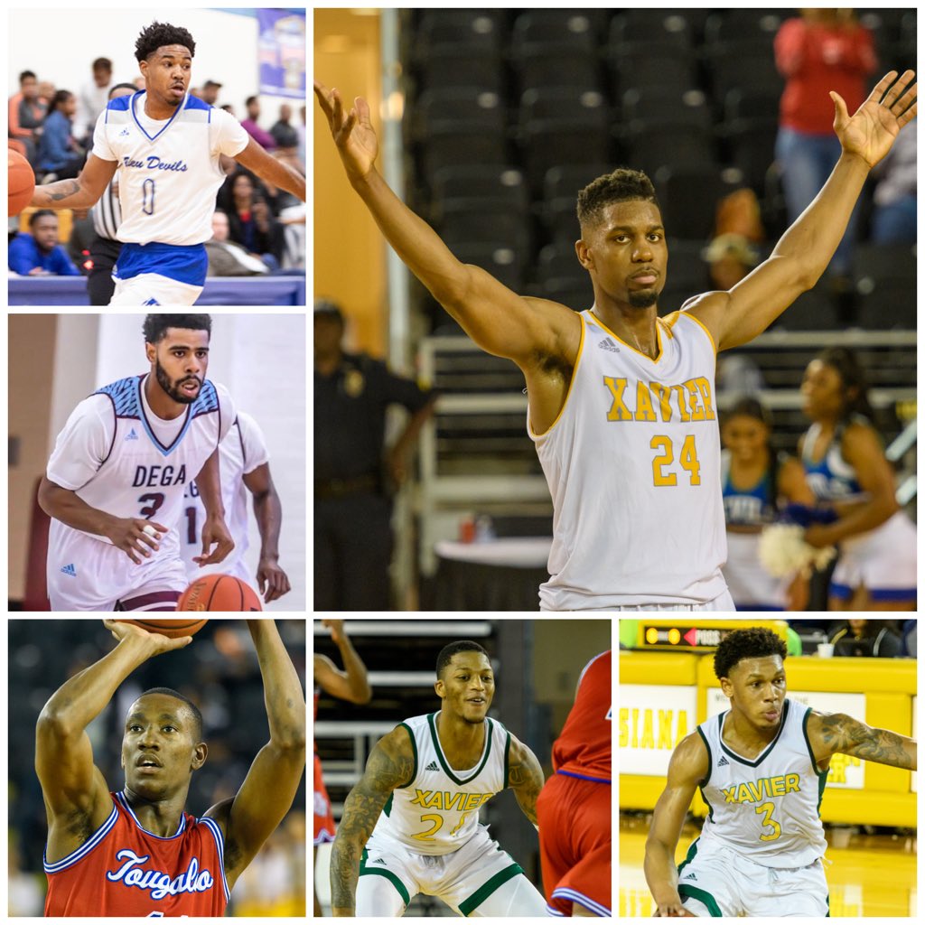 HBCUAC's tweet photo. The 2020 #GCACMBB All-Tournament Team:
William Loyd (XULA)
Rayshawn Mart (XULA)
Makye Richard (XULA)
Ledarius Woods (TOU)
Darryl Baker (TAL)
Tyrell Alcorn (DU)
Tournament MVP: William Loyd https://t.co/w4QqAzkwfa