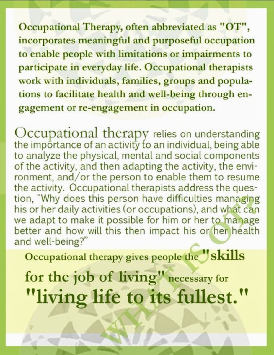 I often get asked what is occupational therapy and does it support people. 
#occupationaltherapist see the whole person and what is #important to them as well as what #barriers are impacting on thier #Independence.