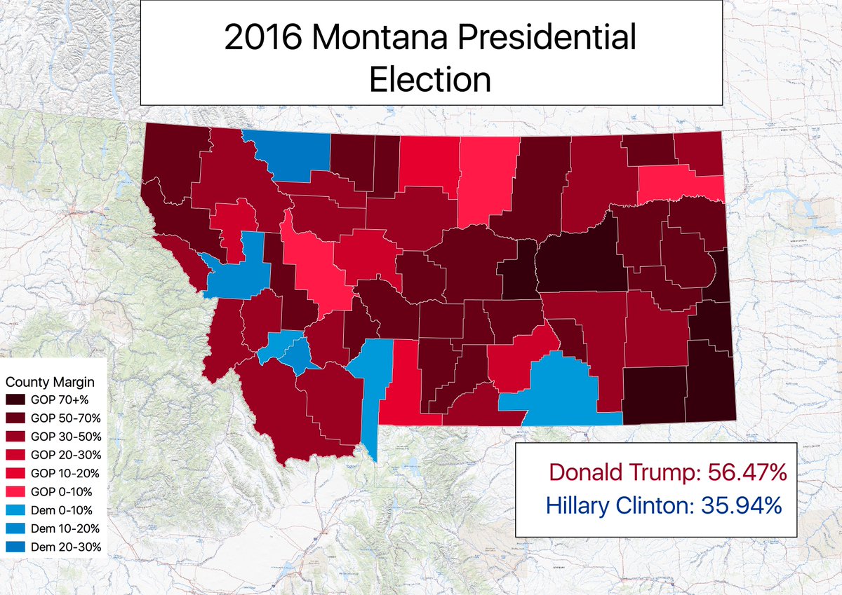 In 2016, as a popular incumbent, Bullock ran for reelection against Greg Gianforte, the current Montana representative. This was before Gianforte's body slamming incident. Bullock won a more decisive victory this time. Clinton lost the state in the presidential election by 21%.