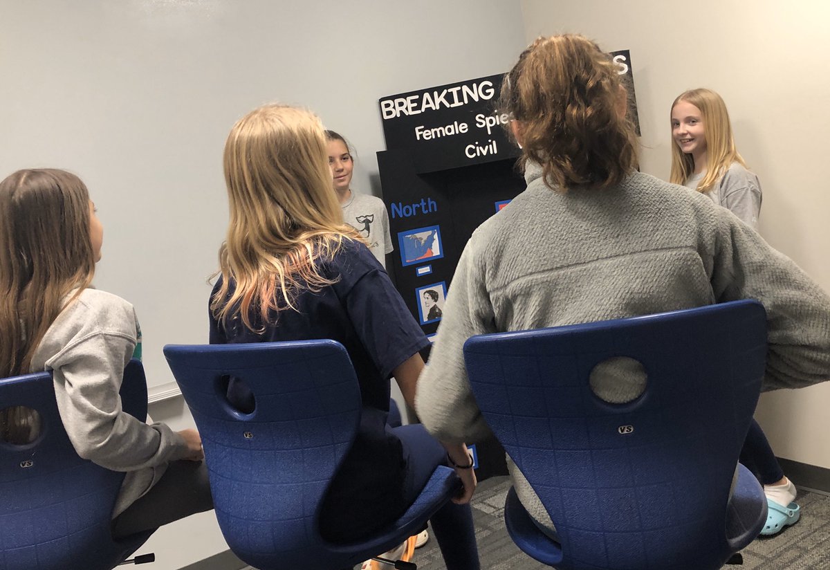 HistoryTeachVA's tweet photo. And so 6 months of project prep ends. Some relax. Some “judge” each other.  @VirginiaHistory District 4, proceed with caution. The @WM_MiddleSchool History Team is ready and raring to go!  #innovate2021 #knowledgeandcreativitypillar https://t.co/xu7wQNKtKj