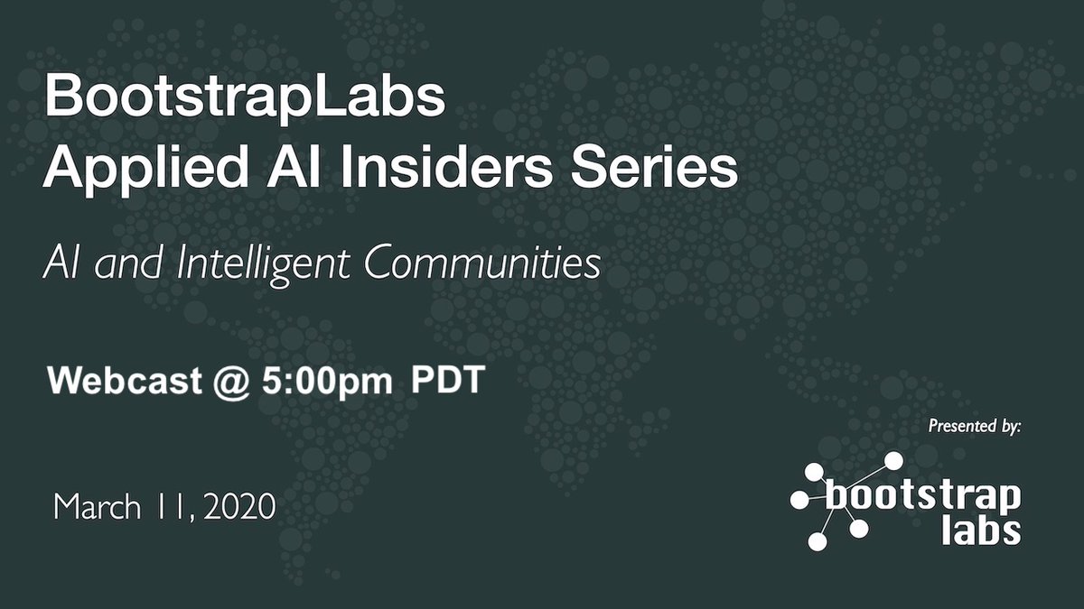NodleNetwork's tweet photo. Learn how enterprises, manufacturers, + smart cities use AI to build Intelligent Communities, this Wed March 11 @ 5pm PST. Our CEO/Co-Founder @anthenor will be presenting live via webcast @bootstraplabs's Applied AI Insiders Series https://t.co/MYcHXDVa19 #thecitizennetwork #AIoT https://t.co/BmFsF5e2vS