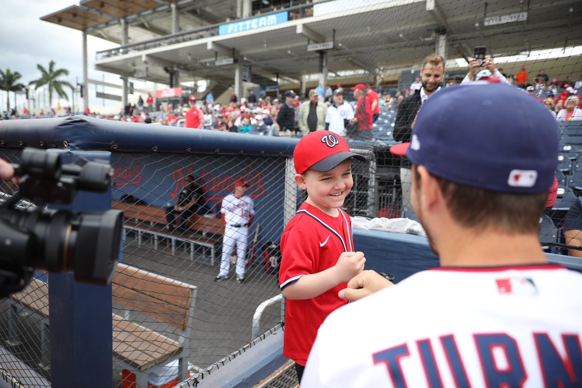 treavturner's tweet photo. Got to spend some time with my man drew yesterday! What a first pitch! Crowd went wild for him when he did his Max Scherzer wind up and threw a strike! Looking forward to seeing you at some games in DC! #DrewStrikesBack #7 https://t.co/EXu6DwPXGJ