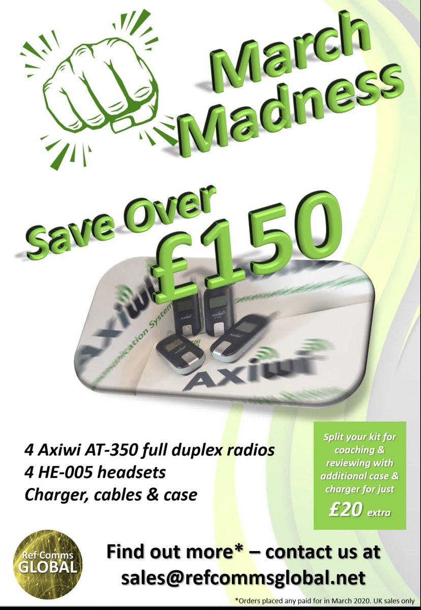 CommsRef's tweet photo. Great opportunity to get the most up to date comms equipment from @AXIWI_com and get a great deal
Contact us for details
@RNRURS @BorderRefs @GlasgowReferees https://t.co/n8Bwmd7fyP