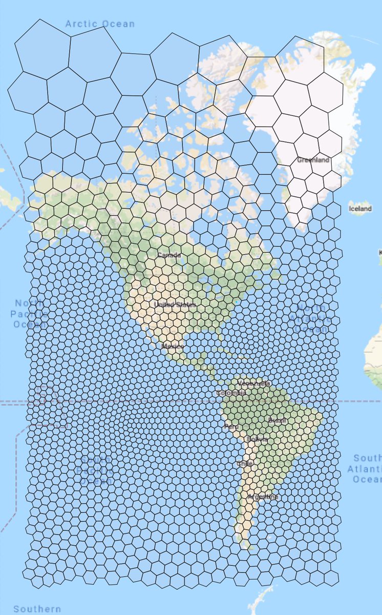 Regularly sized hexagons showing the distortions of the Mercator projection 🤯#gischat