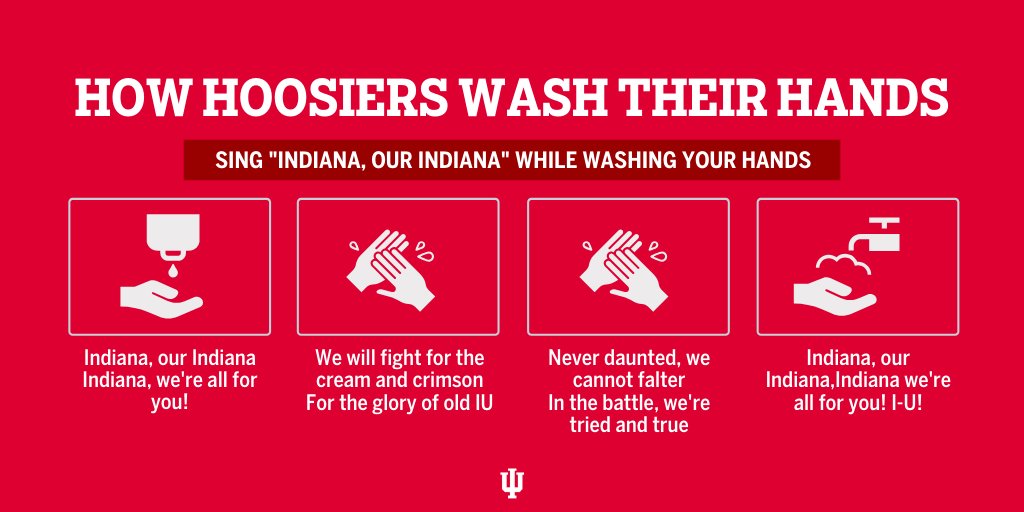 IUBloomington's tweet image. Due to popular demand, here's your newest hand-washing routine.