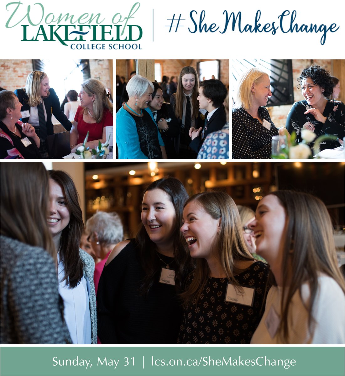 LakefieldCS's tweet photo. Save the date for our next Women of Lakefield College School event, taking place Sunday, May 31 at the Gladstone Hotel in Toronto. Our panel of guest speakers will be announced soon! Learn more and register online: https://t.co/ffT5tc58YH. #SheMakesChange #LakefieldCollege https://t.co/johcHyiGgZ