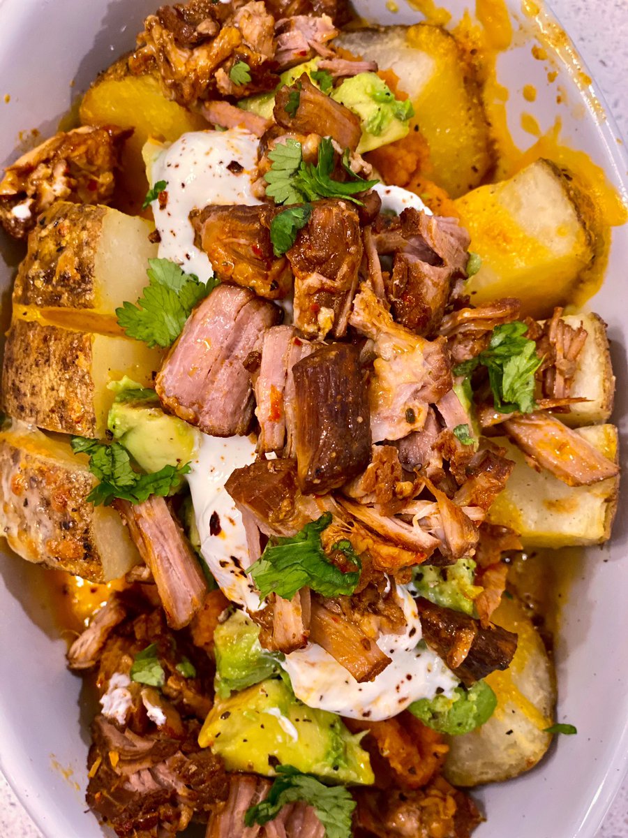 saksuds's tweet photo. Did I stuff a cheesy potato with pork pozole?! Yes I did! 🐷 https://t.co/IAXRPfoDer