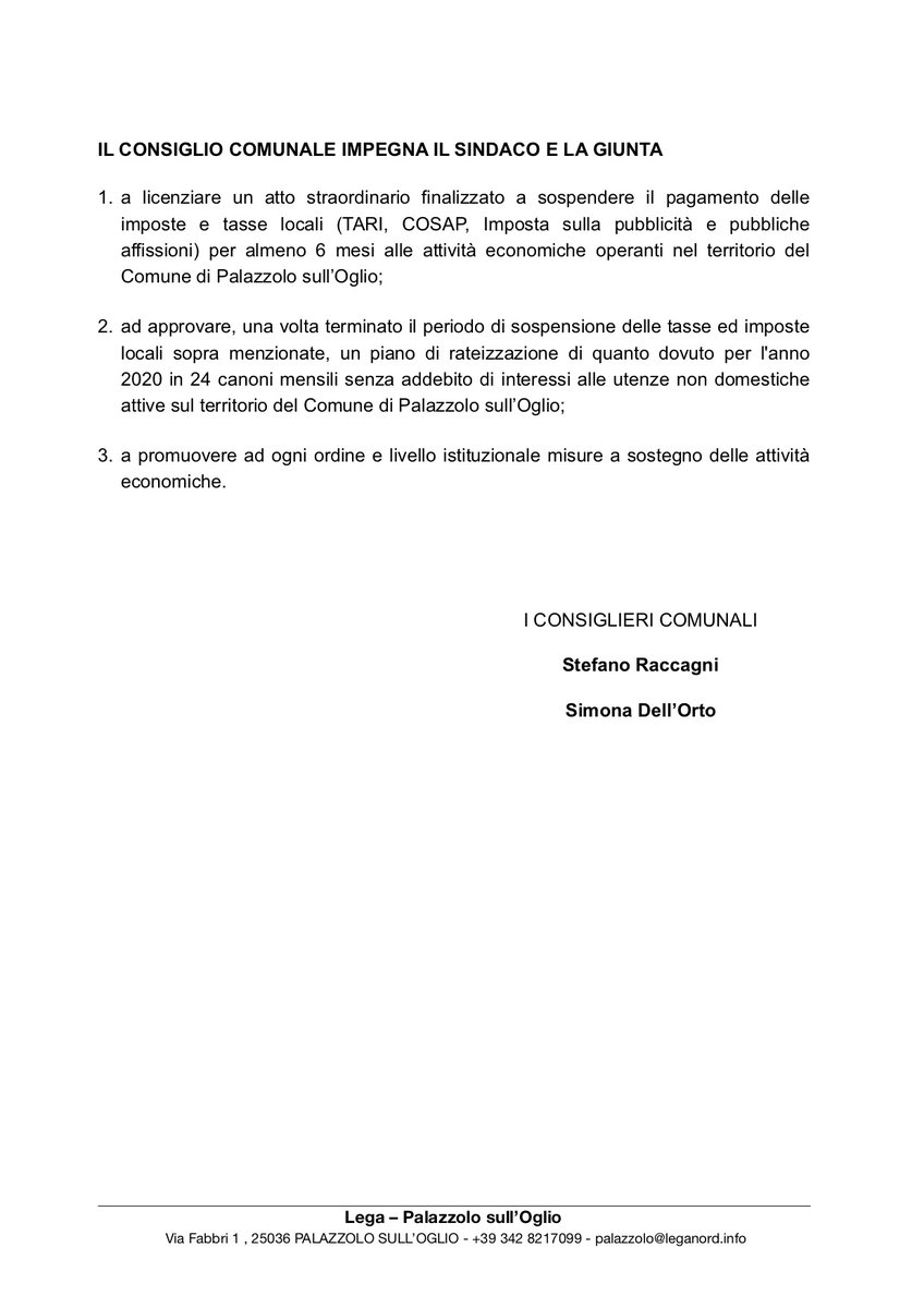 LNPalazzolo's tweet photo. 📣📣📣MISURE URGENTI A FAVORE DELLE ATTIVITÀ ECONOMICHE PRESENTI SUL TERRITORIO DI PALAZZOLO SULL’OGLIO. #lega #palazzolo #coronavirus #aiutareleaziende #agevolazionieconomiche https://t.co/ulKUurybr1