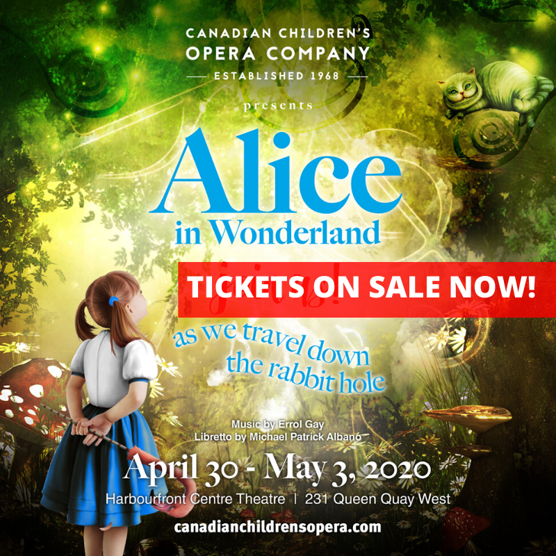 OperaKidsCanada's tweet photo. Tickets for our Mainstage Production: #AliceinWonderland go on sale today!
Performances are:
April 30 at 10:00am and 1:30pm
May 1 at 10:00am and 7:30pm
May 2 at 3:00pm and 7:30pm
May 3 at 3:00pm
https://t.co/TVGKZ215Ej…
#CCOCAlice #CCOC1920 #opera #choir #musicaltheatre https://t.co/t52YbpZBqH