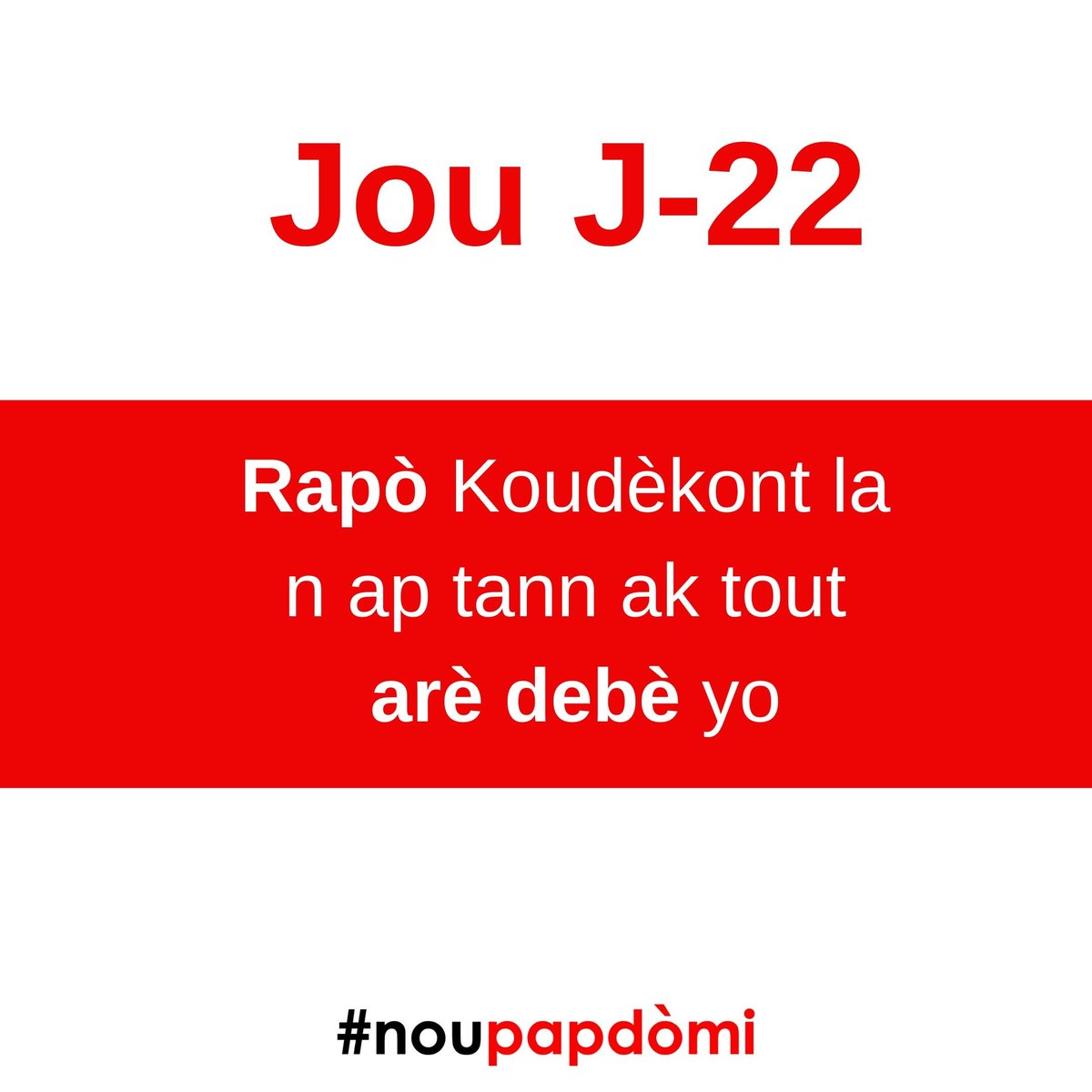 Noupapdomiht's tweet photo. Nou bouke ak dilatwa Koudèkont sou rès rapò #Petrocatibe a ak arèdebè yo.
Nan dènye kominikasyon Lakou a, yo te pwomèt rapò a pou mwa sa a.
N ap raple @ComptesCour mwa mas la rive. N ap tann rapò konplè #petrocaribe ak tout arè debè yo.

Batay kont koripsyon an fenk tanmen! https://t.co/K6OCMfnjYu