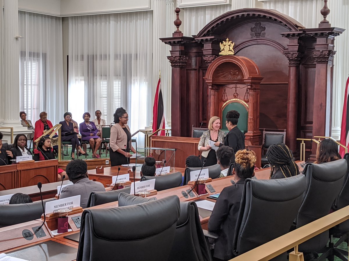 ParlAmericas's tweet photo. After the sitting, certificates of participation were presented. The programme closed with remarks by the Hon. Bridgid Annisette-George, Speaker of the House of Representatives and Member of the ParlAmericas Board. #YWiLTT https://t.co/0C76cjd4ec
