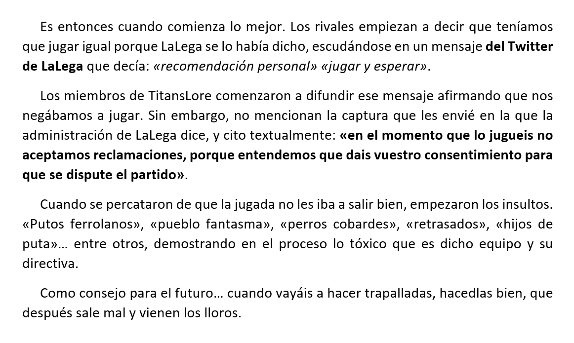 GRFerrol's tweet photo. ¡Llegó el día!

Aquí está el comunicado de lo que ocurrió en la Tercera Jornada de LaLega (2ª Grupo IV), escrito por y desde la perspectiva de nuestro mánager, @Salutregui_.

Os lo dedicamos, @TitansLore_ESP  @UnknownKremita 😉 https://t.co/DW6cZ0xQZ8
